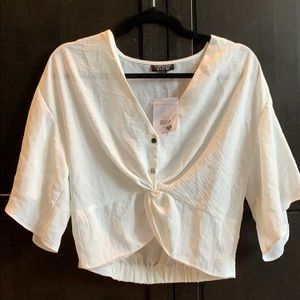 Cropped short sleeve blouse